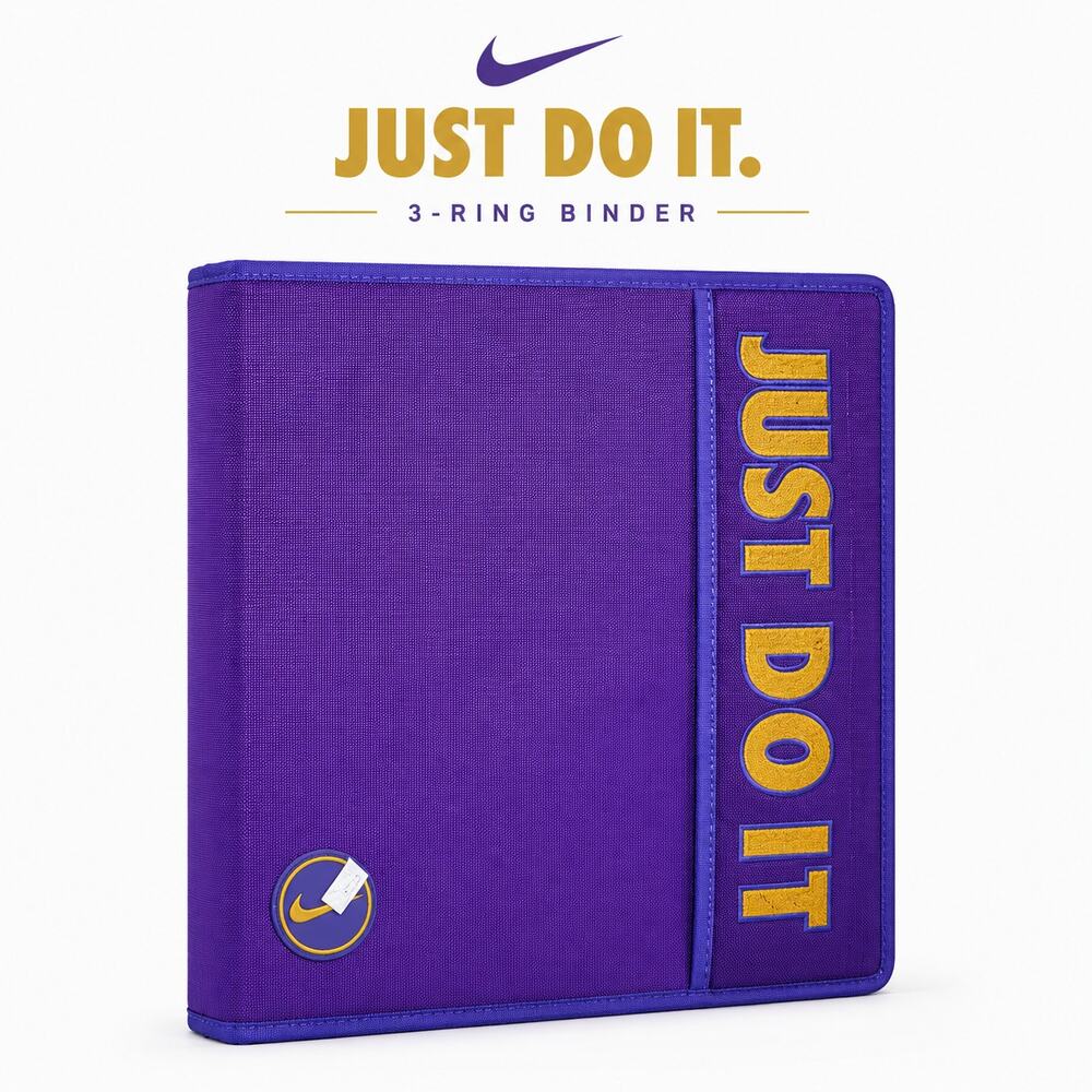 Nike Just Do It Purple 3 Ring Binder 1 Inch Organizer School Office Folder